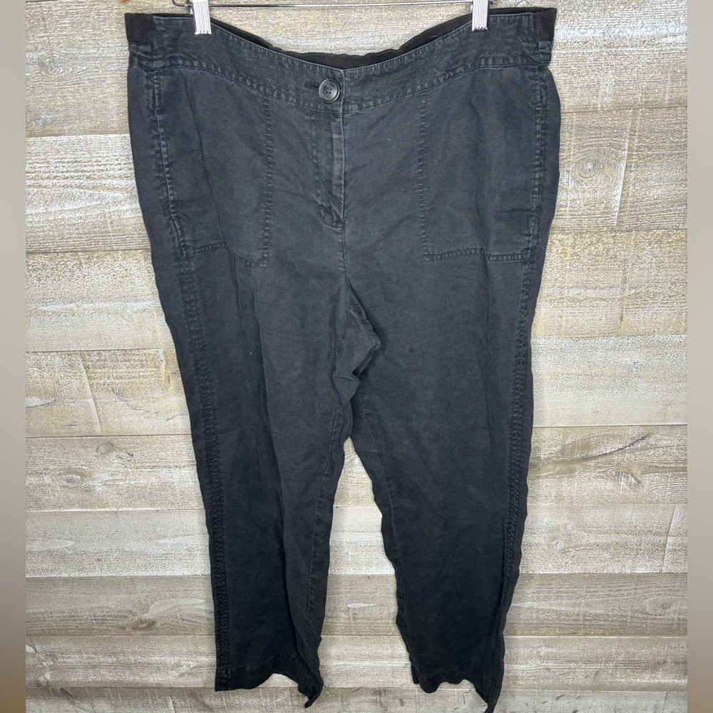 Chico's 100% linen lounge pants dark grey size 2
